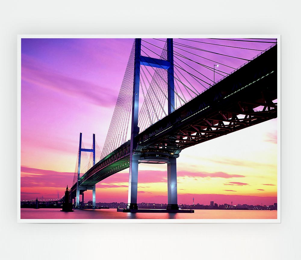 Yokohama Bay Bridge Japan Print Poster Wall Art