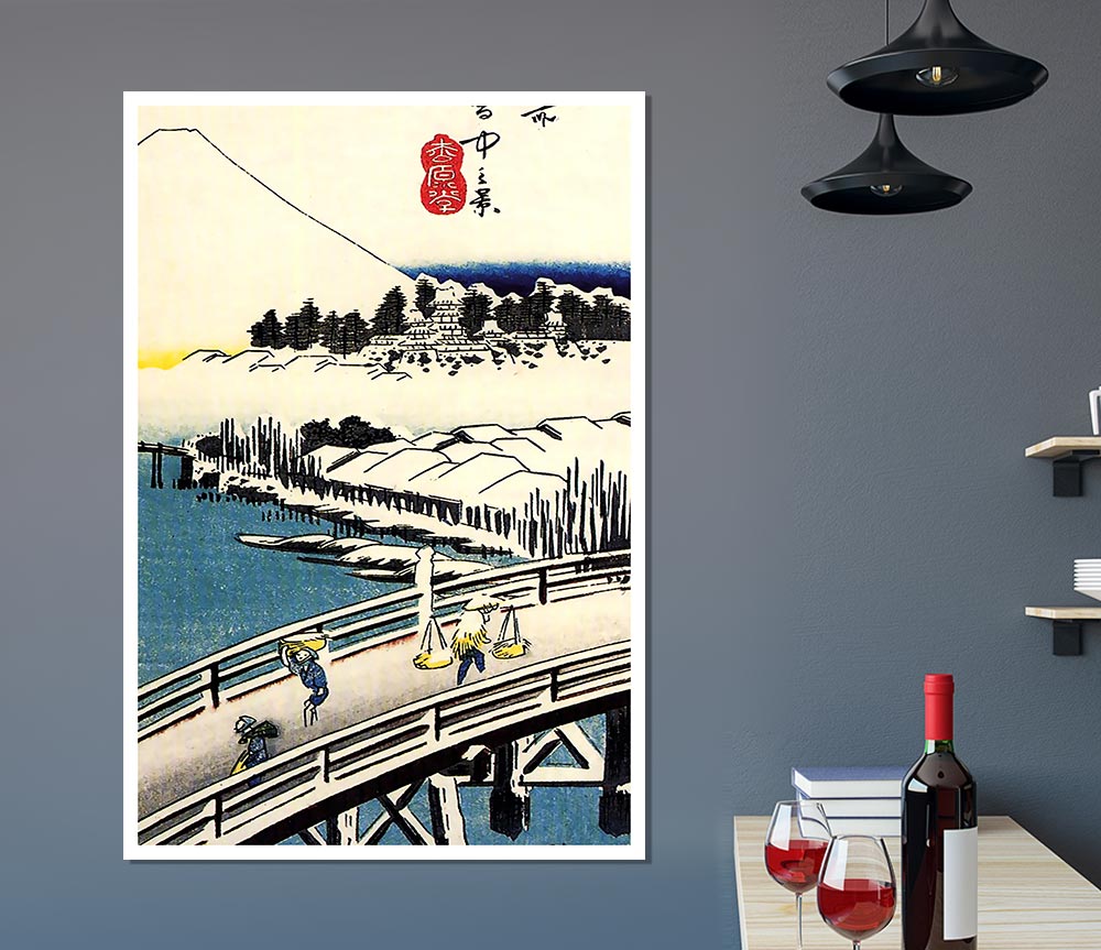 Hiroshige A Bridge In The Snow Print Poster Wall Art