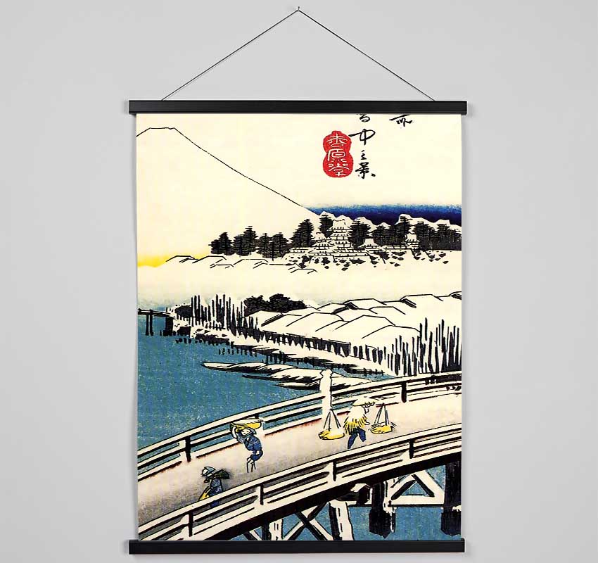 Hiroshige A Bridge In The Snow Hanging Poster - Wallart-Direct UK