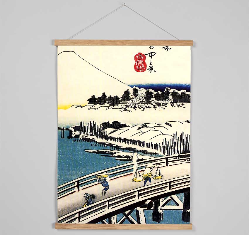 Hiroshige A Bridge In The Snow Hanging Poster - Wallart-Direct UK