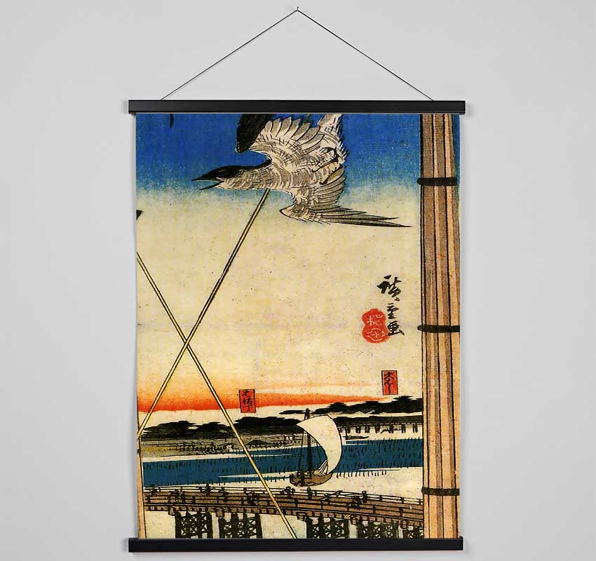 Hiroshige A Cuckoo Flying Past Masts Hanging Poster - Wallart-Direct UK