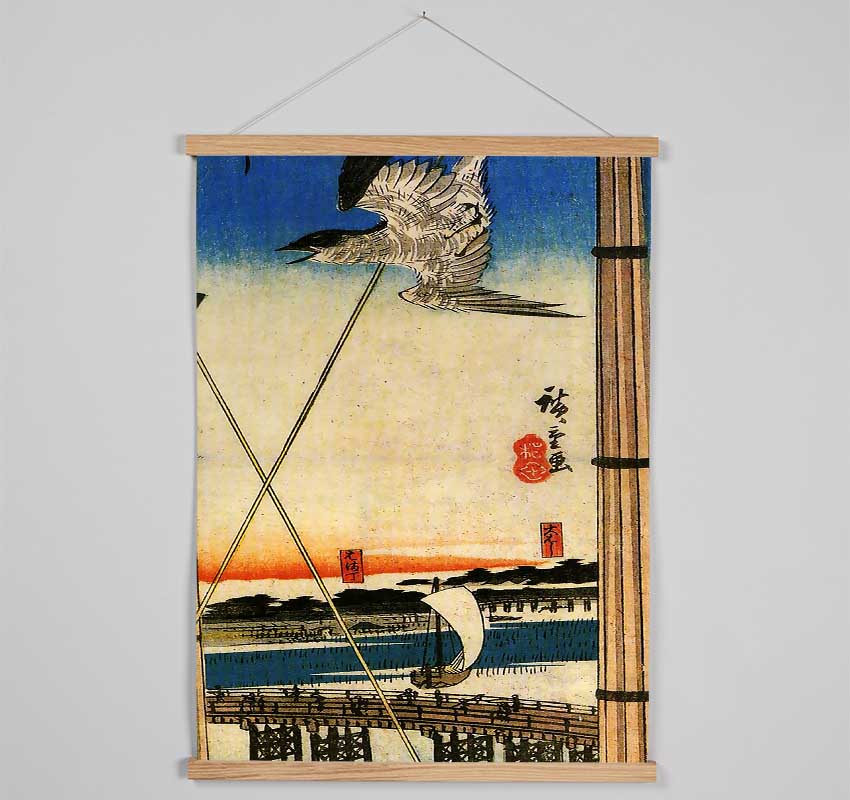 Hiroshige A Cuckoo Flying Past Masts Hanging Poster - Wallart-Direct UK