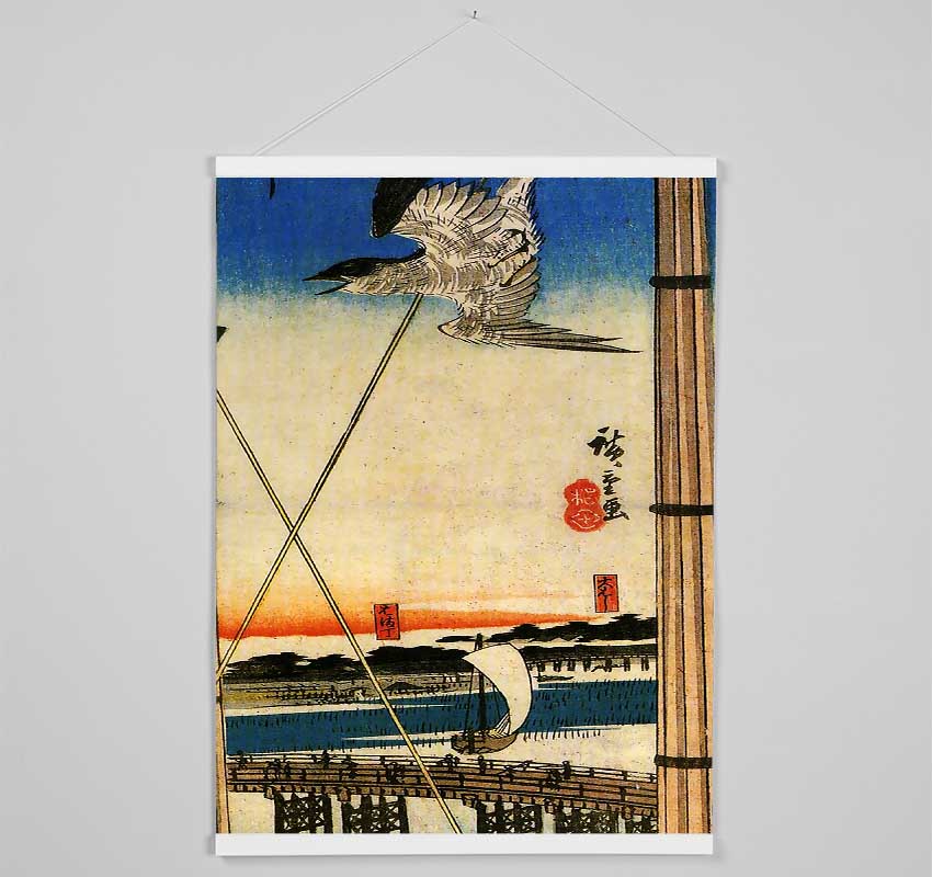 Hiroshige A Cuckoo Flying Past Masts Hanging Poster - Wallart-Direct UK