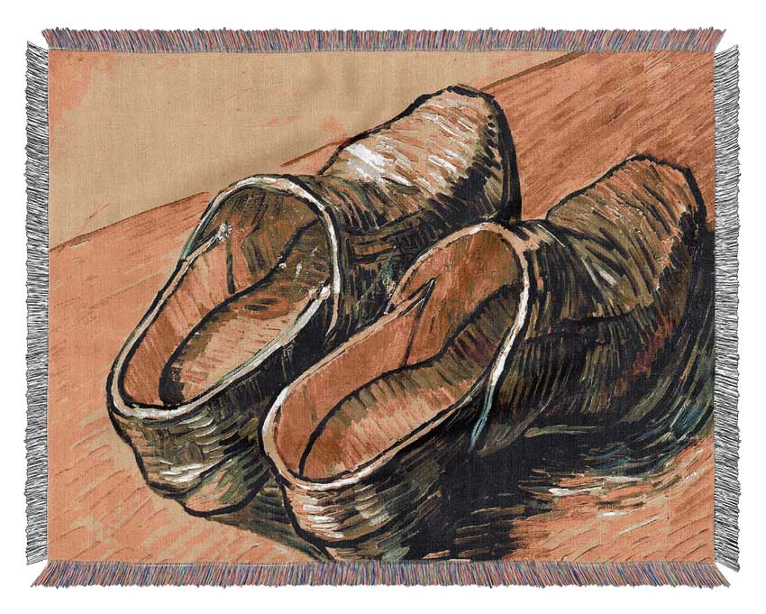 Van Gogh A Pair Of Leather Clogs Woven Blanket