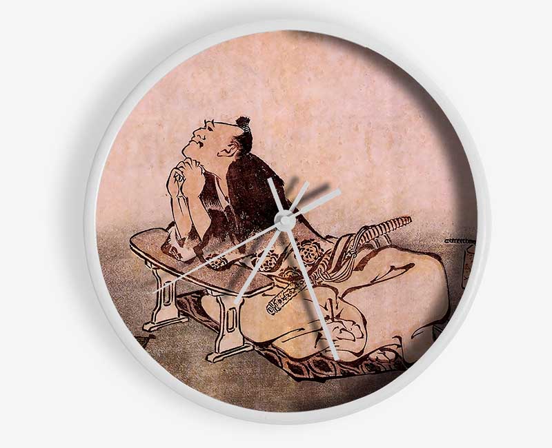 Hokusai A Philosopher Looking At Two Butterflies Clock - Wallart-Direct UK