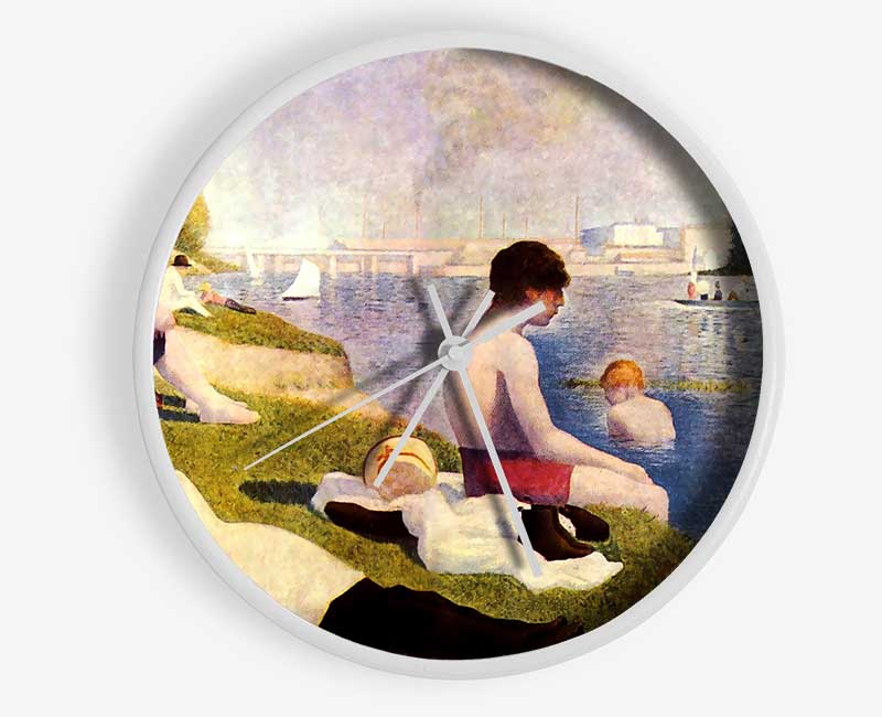 Seurat A Swimming Pool In Asnie`re Clock - Wallart-Direct UK