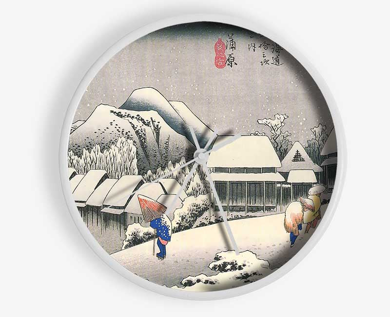 Hiroshige A Village In The Snow Clock - Wallart-Direct UK