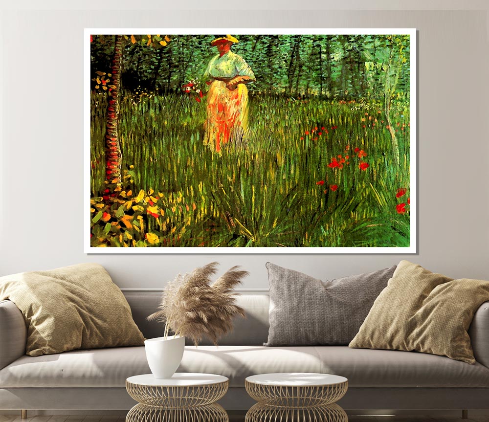 Van Gogh A Woman Walking In A Garden Print Poster Wall Art