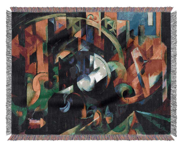 Franz Marc Abstract With Cattle Woven Blanket