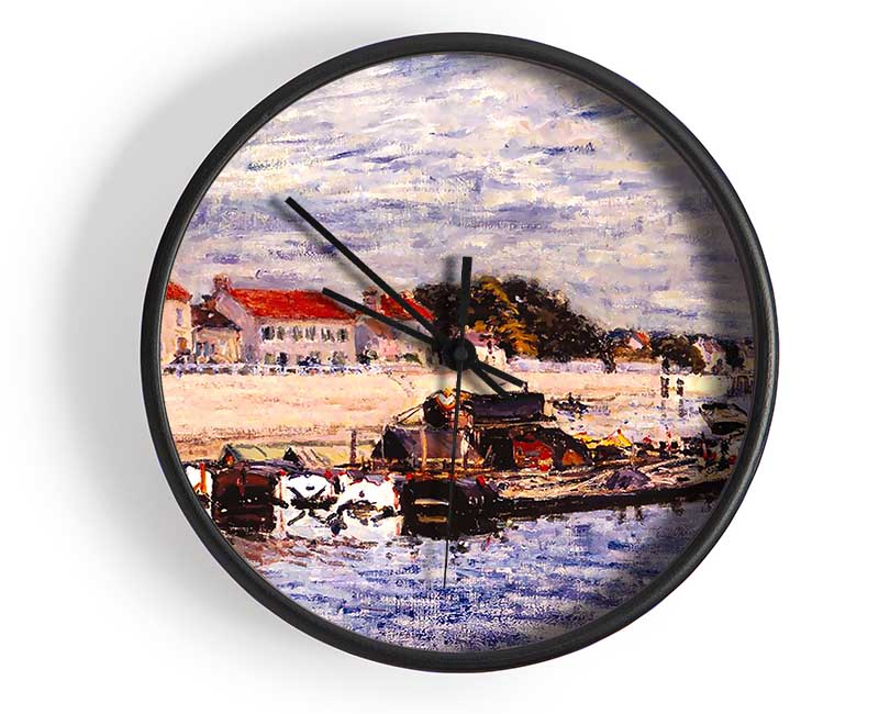 Sisley Barges On The Loing Clock - Wallart-Direct UK