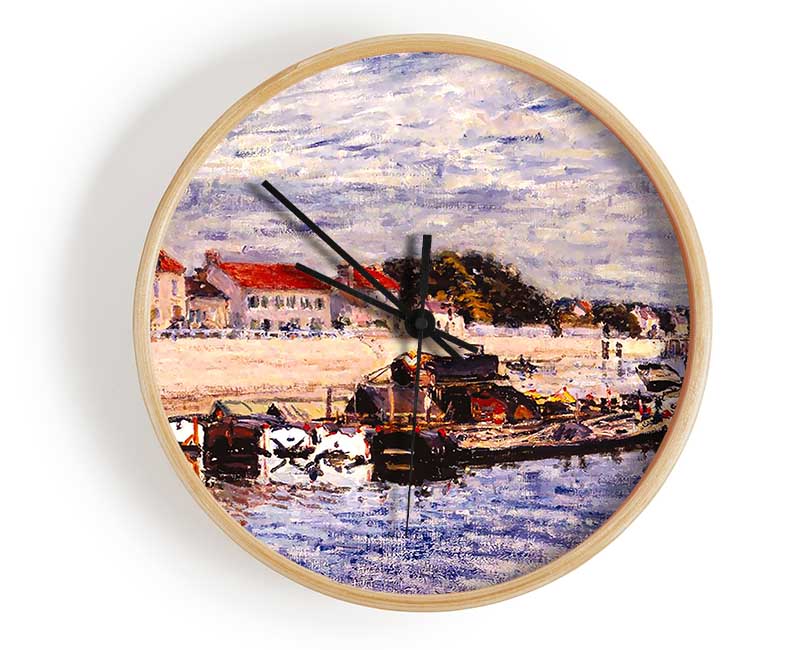 Sisley Barges On The Loing Clock - Wallart-Direct UK