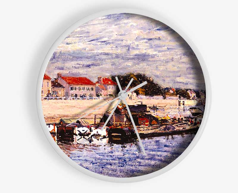 Sisley Barges On The Loing Clock - Wallart-Direct UK