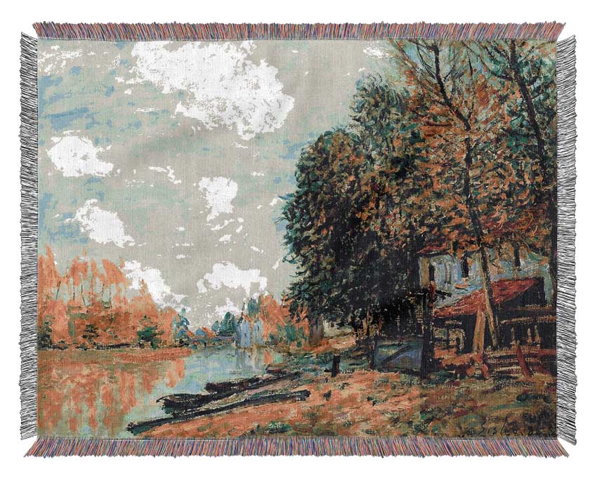 Sisley Moret On The Banks Of The River Loing Woven Blanket