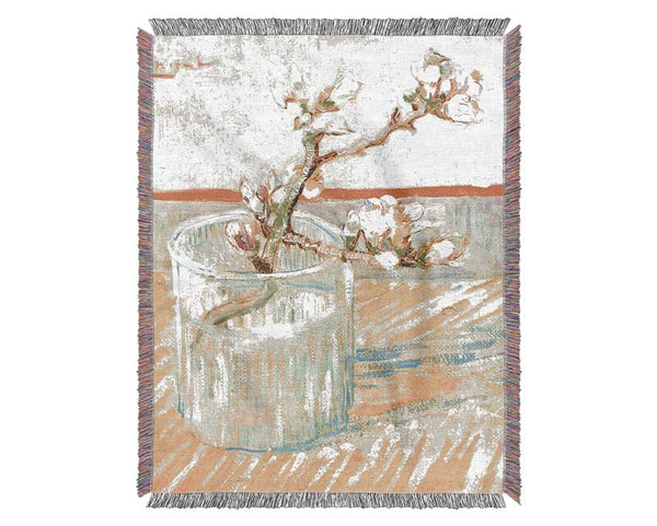 Van Gogh Almond Blossom Branch Woven Blanket