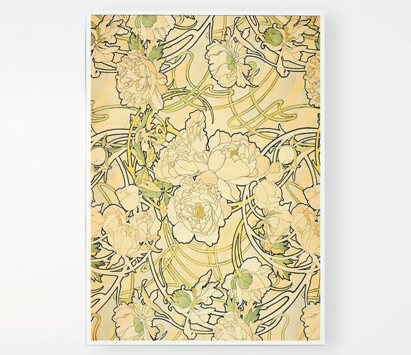 Alphonse Mucha Peonies Print Poster Wall Art