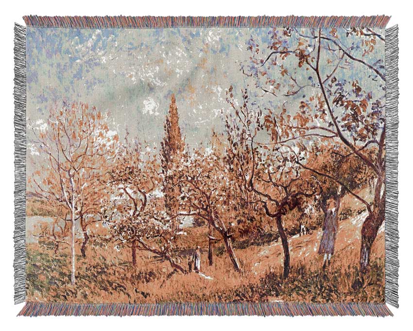 Sisley An Orchard In Spring Woven Blanket