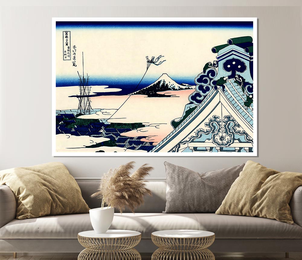 Hokusai Asakusa Honganji Temple Print Poster Wall Art