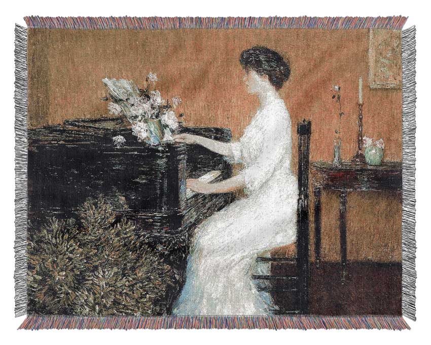 Hassam At The Piano Woven Blanket