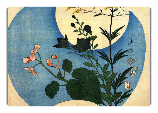 Autumn Flowers With Full Moon By Hiroshige