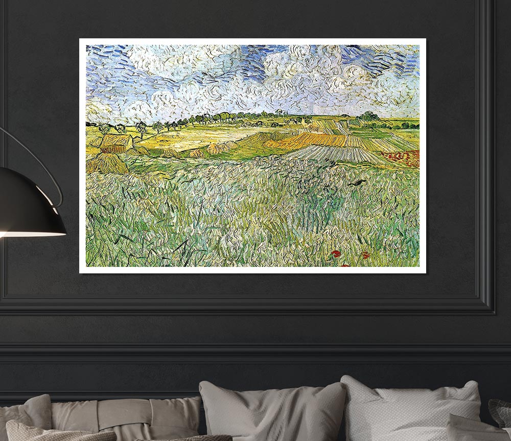 Van Gogh Auvers With Rain Clouds Print Poster Wall Art