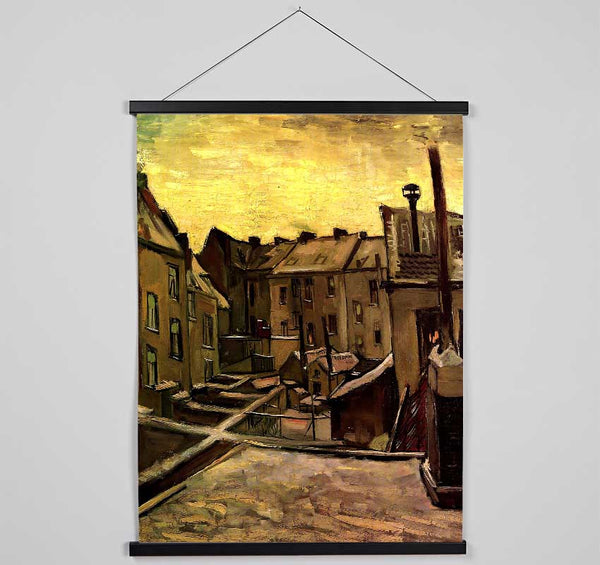 Van Gogh Backyards Of Old Houses In Antwerp In The Snow Hanging Poster - Wallart-Direct UK