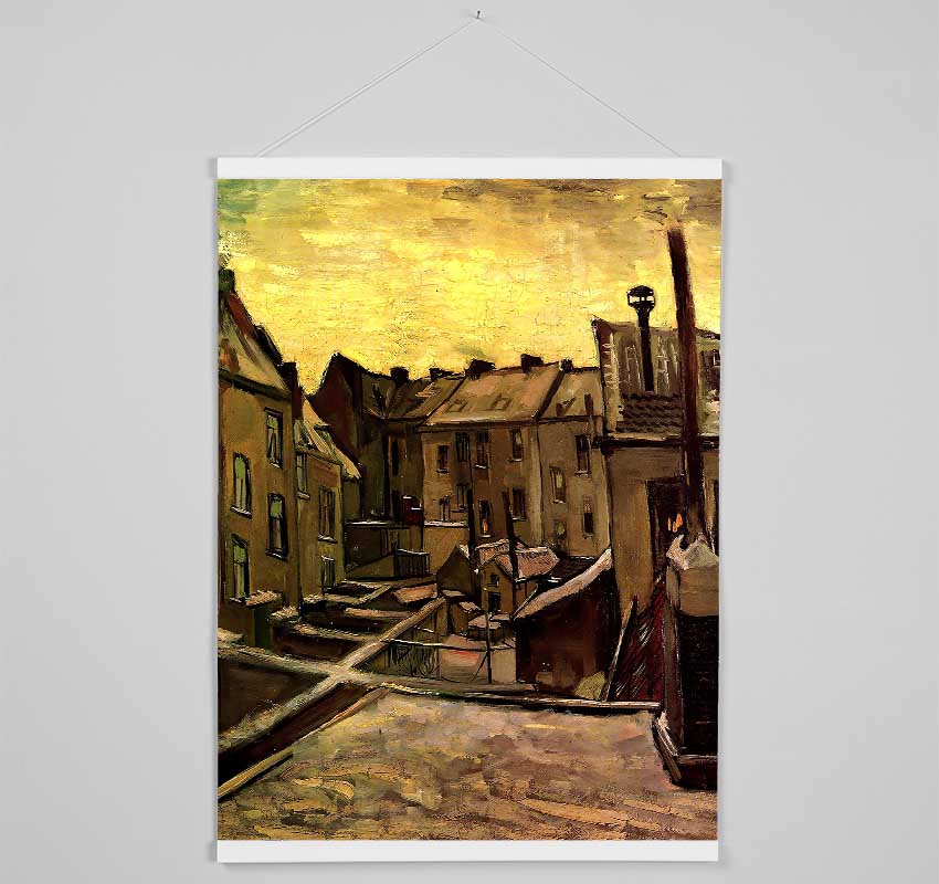 Van Gogh Backyards Of Old Houses In Antwerp In The Snow Hanging Poster - Wallart-Direct UK