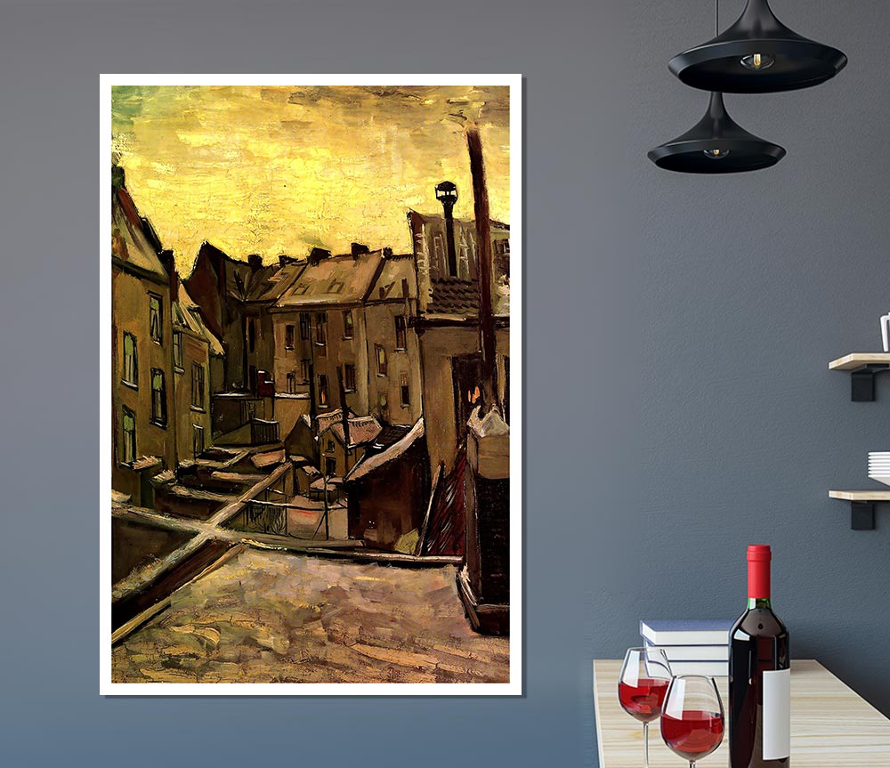 Van Gogh Backyards Of Old Houses In Antwerp In The Snow Print Poster Wall Art