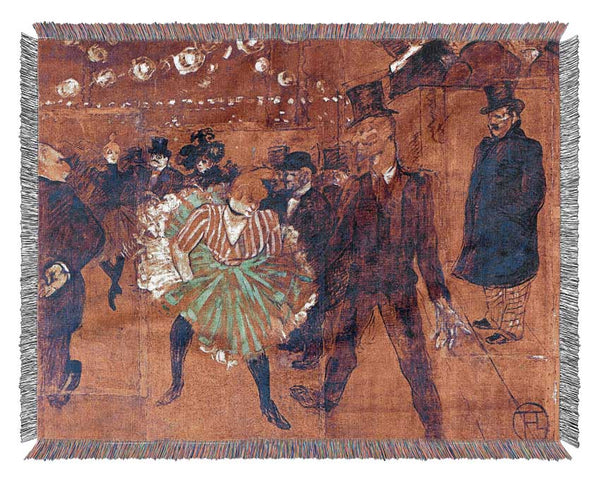 Toulouse Lautrec Ball At Moulin-Rouge Woven Blanket