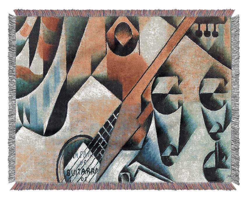 Juan Gris Banjo (Guitar) And Glasses Woven Blanket