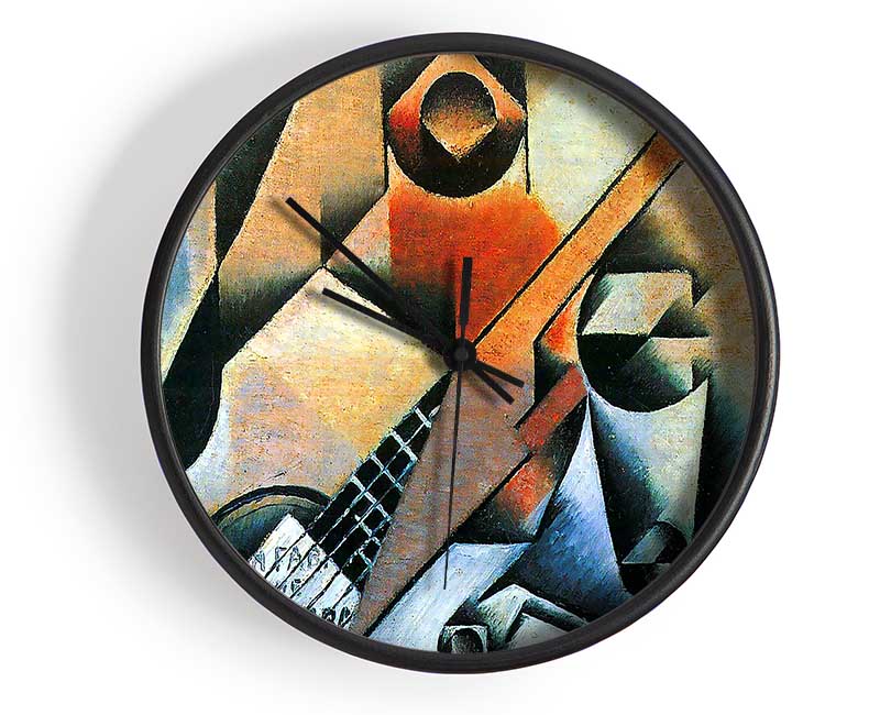 Juan Gris Banjo (Guitar) And Glasses Clock - Wallart-Direct UK