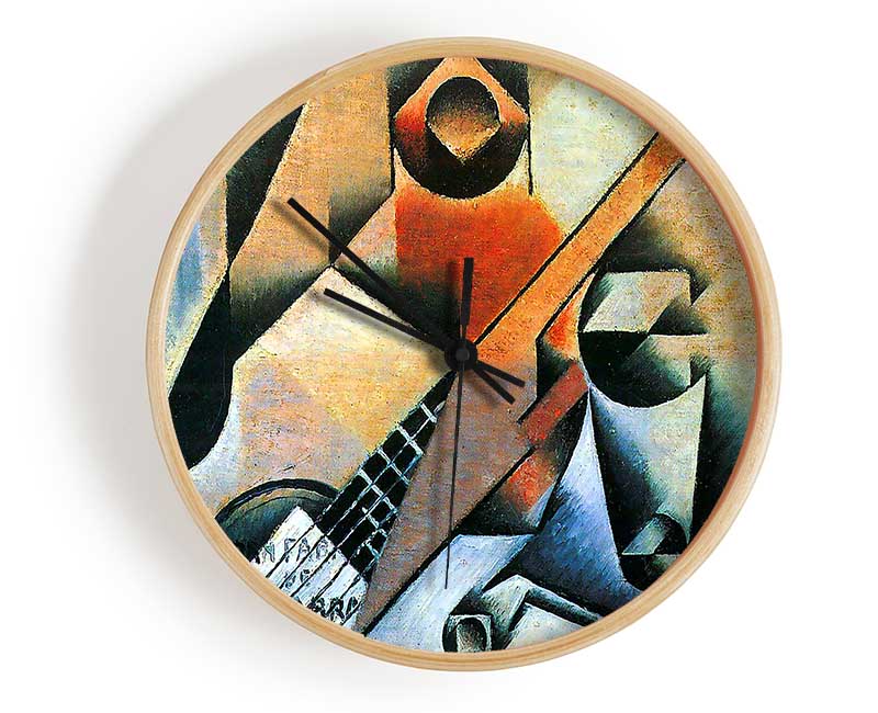 Juan Gris Banjo (Guitar) And Glasses Clock - Wallart-Direct UK