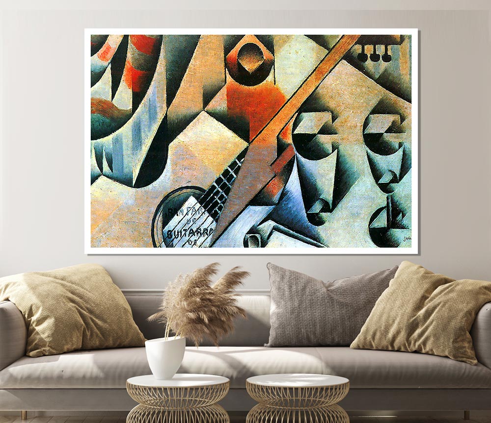 Juan Gris Banjo Guitar And Glasses Print Poster Wall Art