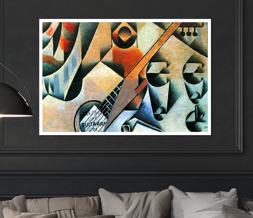 Juan Gris Banjo Guitar And Glasses Print Poster Wall Art