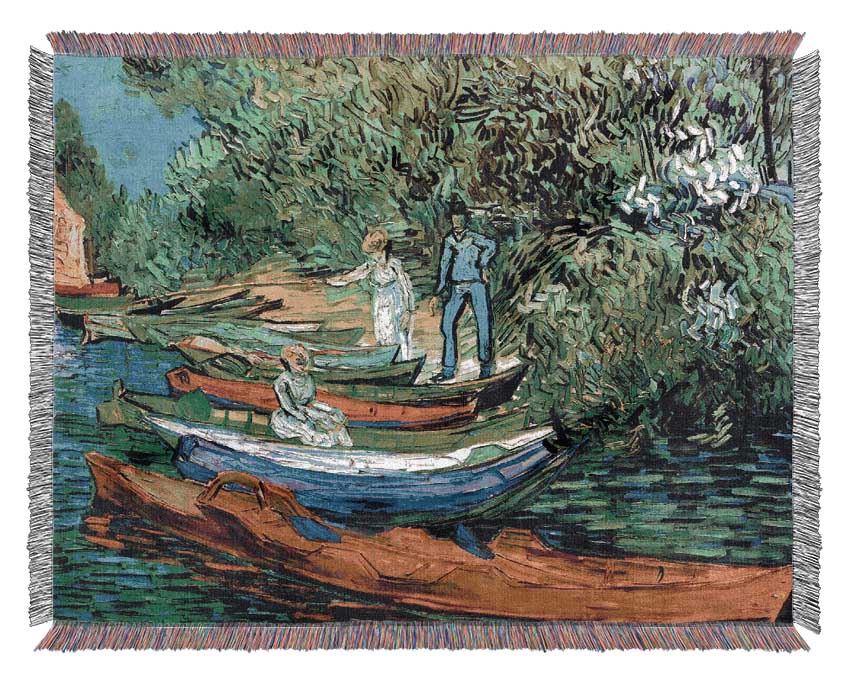 Van Gogh Bank Of The Oise At Auvers Woven Blanket