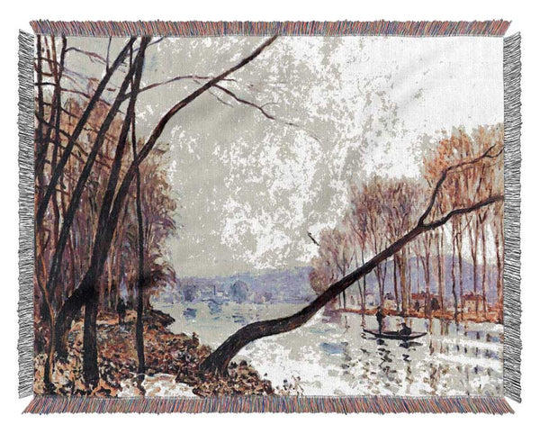 Sisley Bank Of The Seine In Autumn Woven Blanket