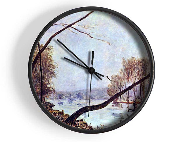 Sisley Bank Of The Seine In Autumn Clock - Wallart-Direct UK