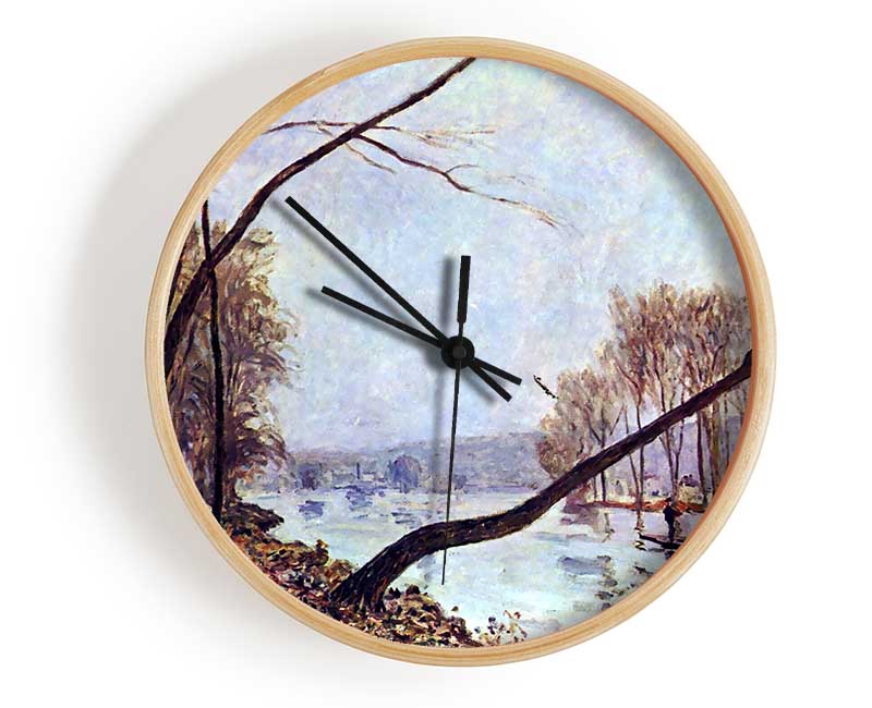 Sisley Bank Of The Seine In Autumn Clock - Wallart-Direct UK