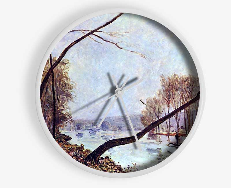 Sisley Bank Of The Seine In Autumn Clock - Wallart-Direct UK