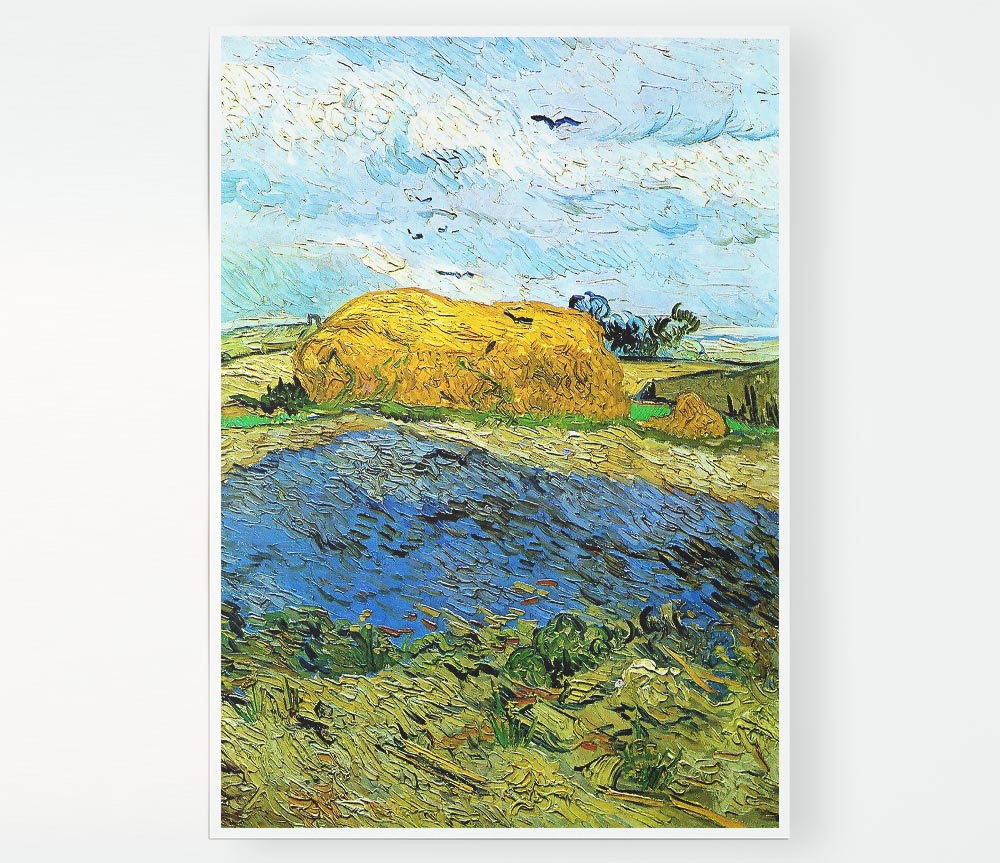 Van Gogh Barn On A Rainy Day Print Poster Wall Art