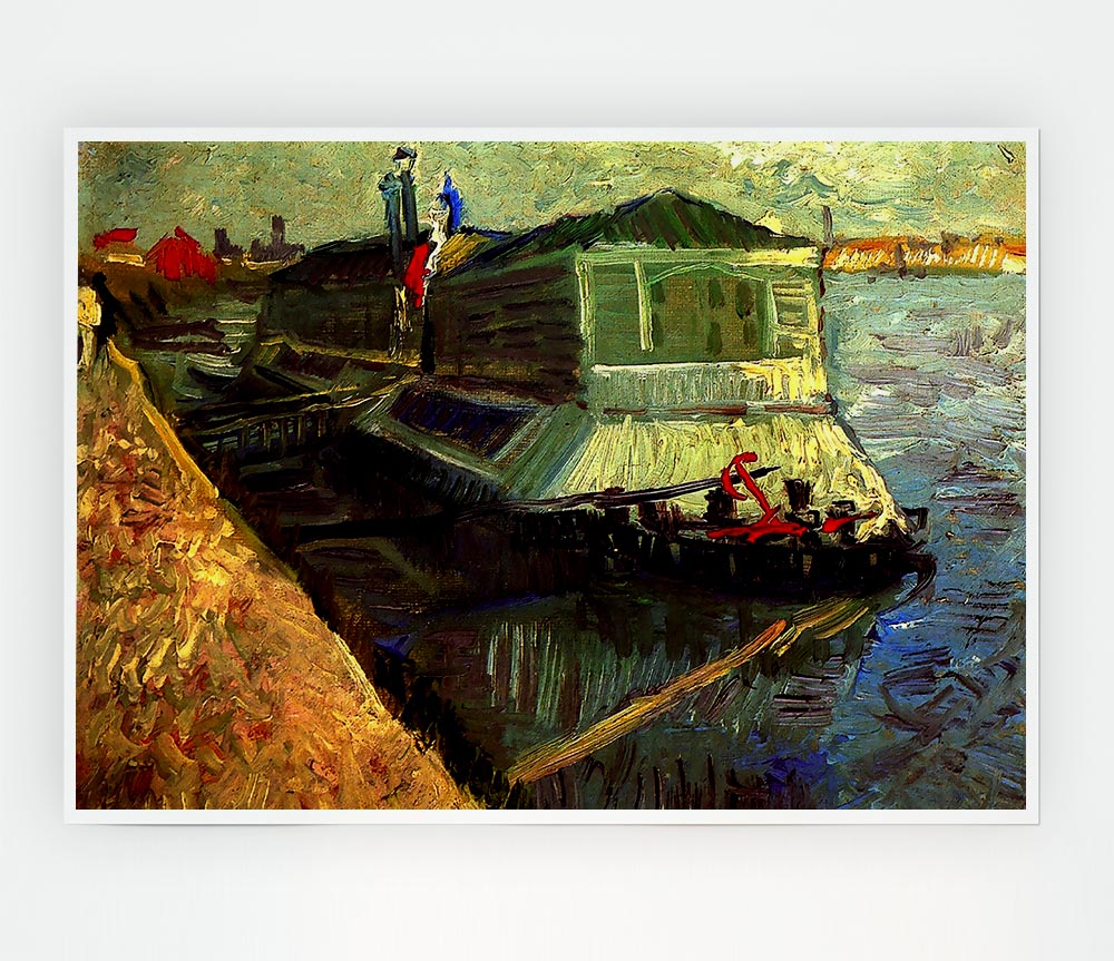 Van Gogh Bathing Float On The Seine At Asniere Print Poster Wall Art