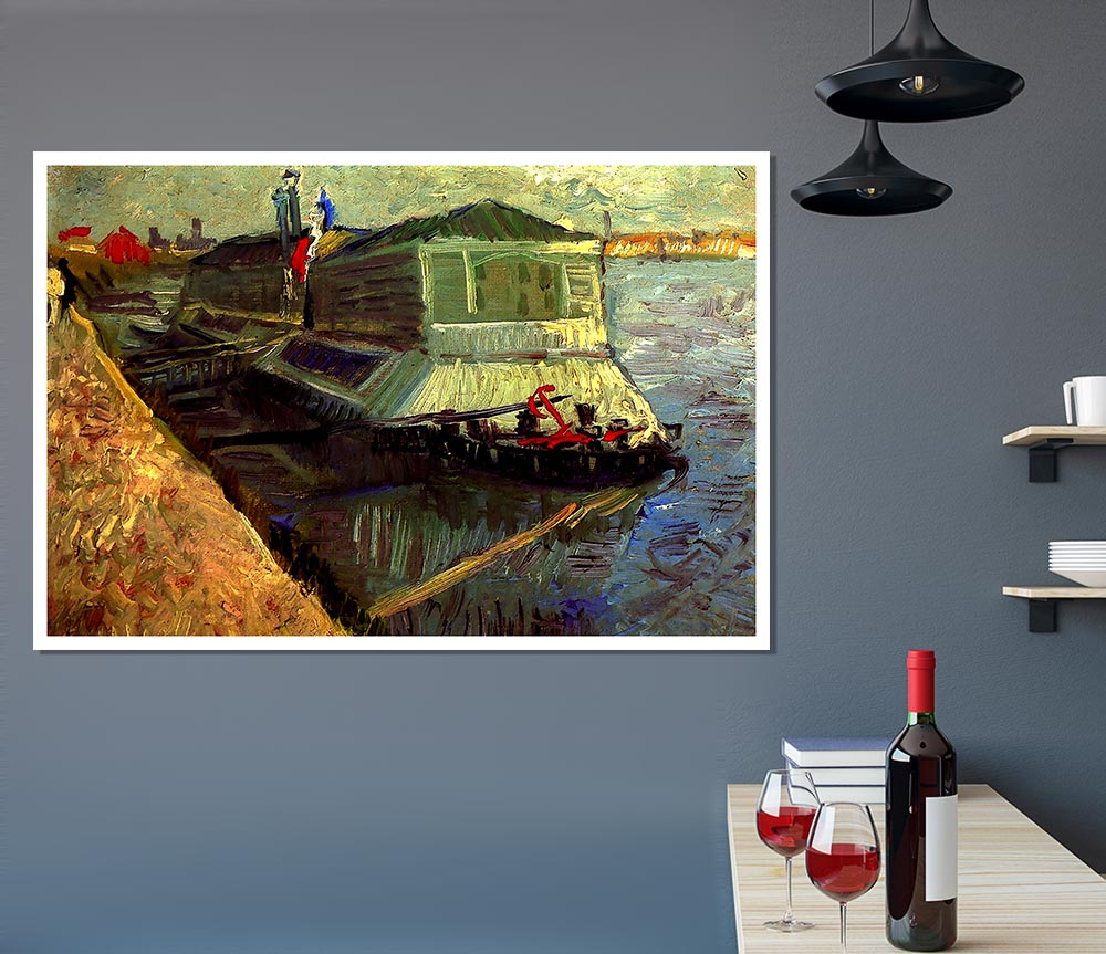 Van Gogh Bathing Float On The Seine At Asniere Print Poster Wall Art