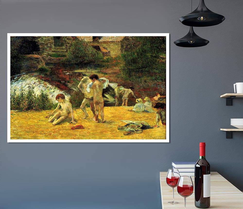 Gauguin Bathing In The Mill Of Bois D Amour Print Poster Wall Art