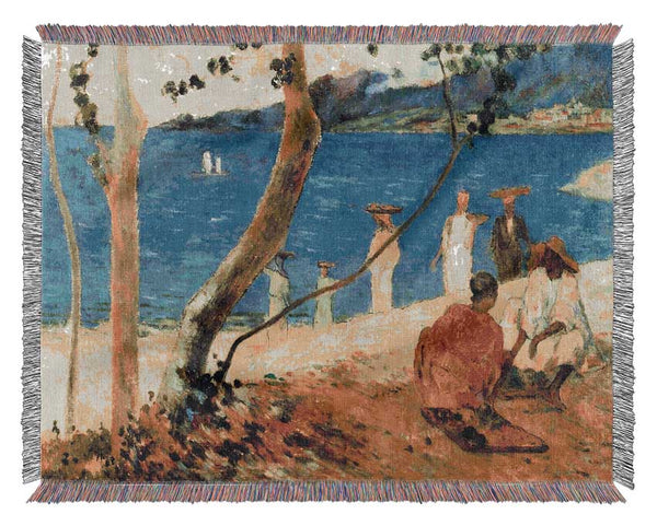 Gauguin Beach Scene Woven Blanket