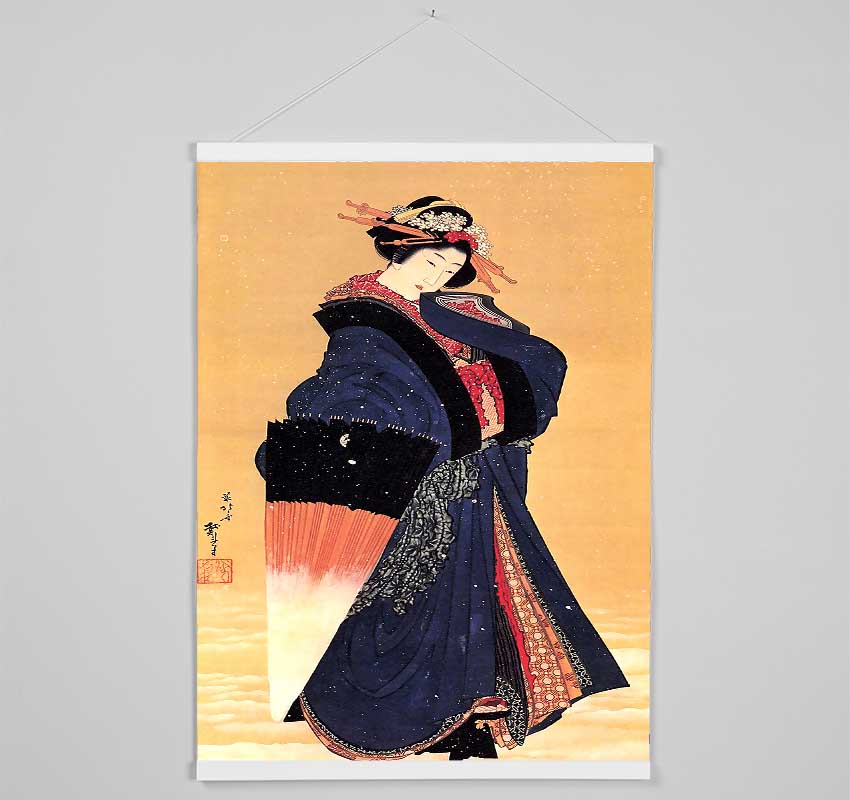 Hokusai Beauty With Umbrella In The Snow Hanging Poster - Wallart-Direct UK