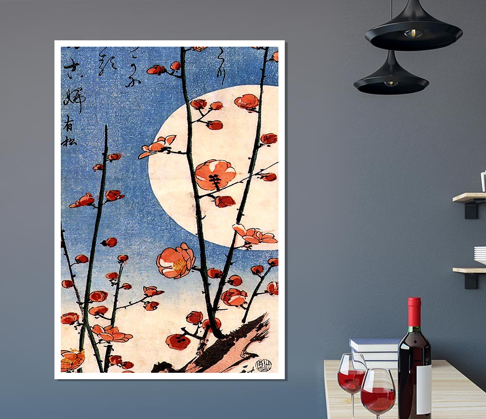 Hiroshige Blooming Plum Tree With Full Moon Print Poster Wall Art