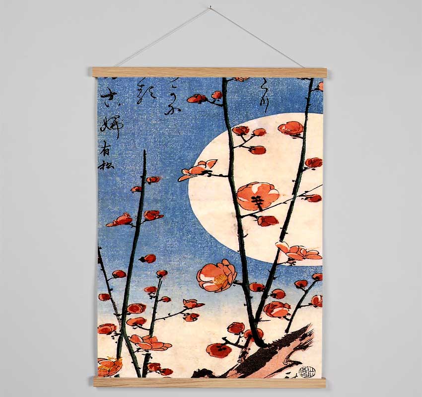 Hiroshige Blooming Plum Tree With Full Moon Hanging Poster - Wallart-Direct UK