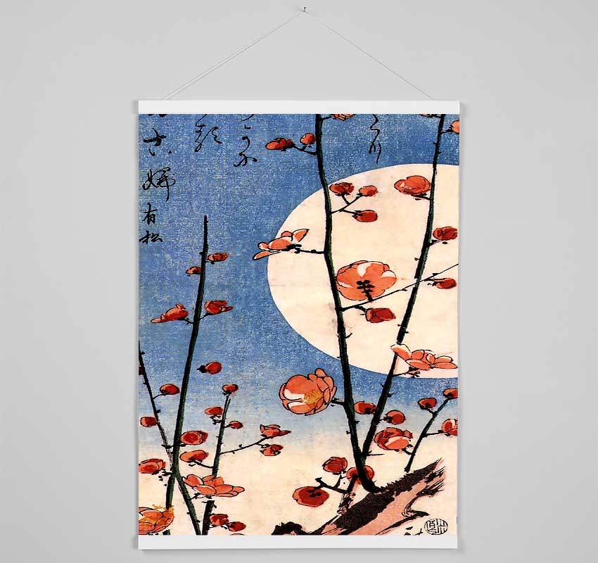 Hiroshige Blooming Plum Tree With Full Moon Hanging Poster - Wallart-Direct UK