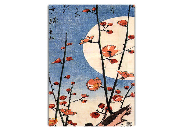 Blooming Plum Tree With Full Moon By Hiroshige