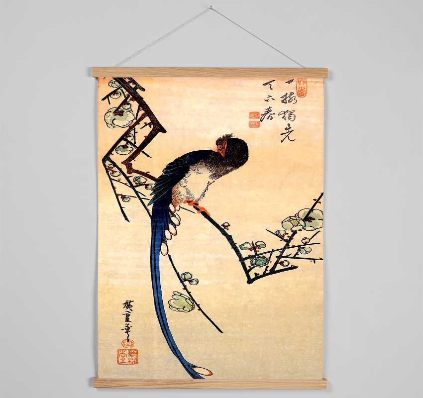 Hiroshige Blue Bird On A Plumtree Hanging Poster - Wallart-Direct UK