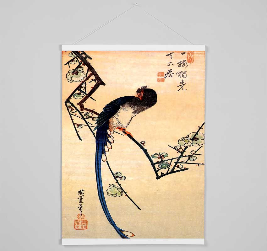 Hiroshige Blue Bird On A Plumtree Hanging Poster - Wallart-Direct UK